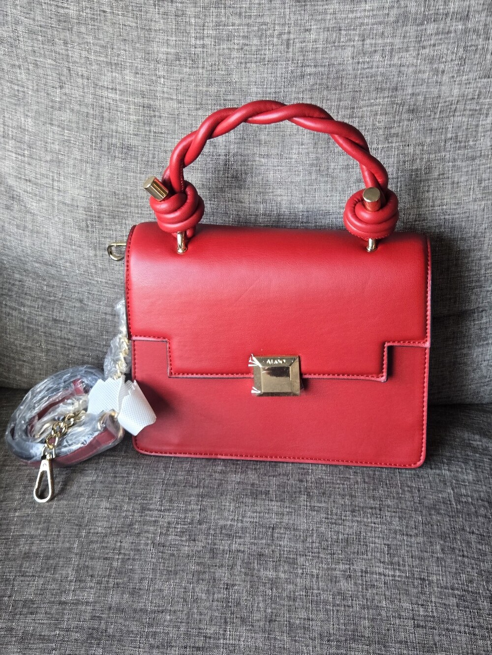 ALDO Red Structured Satchel Handbag Tote Crossbody Purse